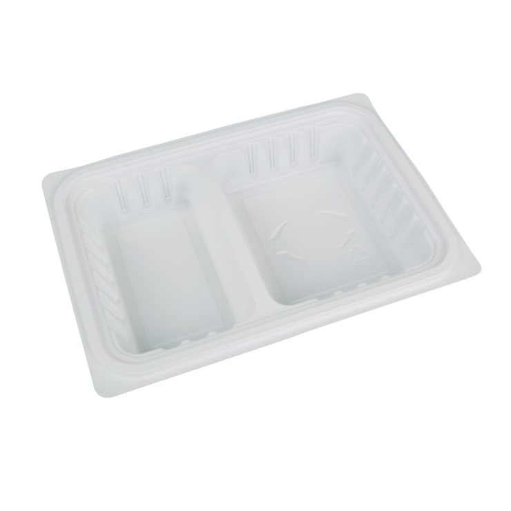 Microwave container - 1000cc 2 compartments - 182 series wide white